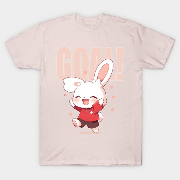 Kawaii Cute Soccer Rabbit - Goal! T-Shirt by Tee-Magination